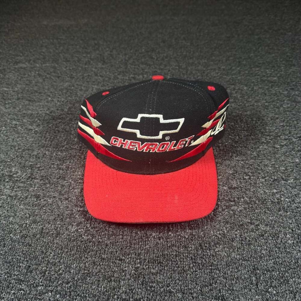Vintage Logo Athletic Chevrolet Motorsports Racing Snapback Hat Black Red